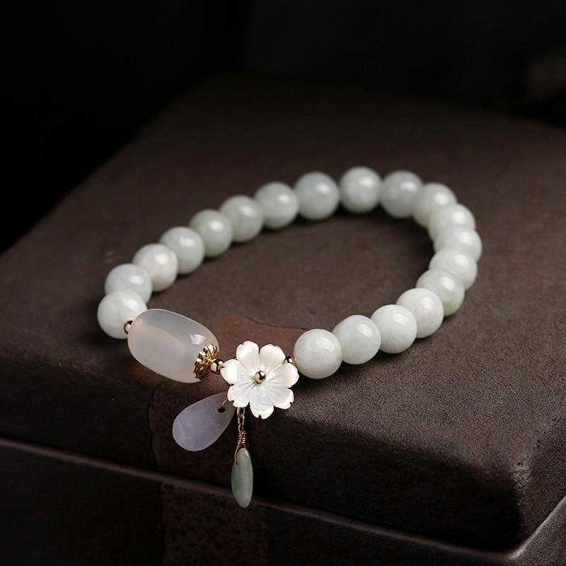 Shell flower jade water drop bracelet, for  her