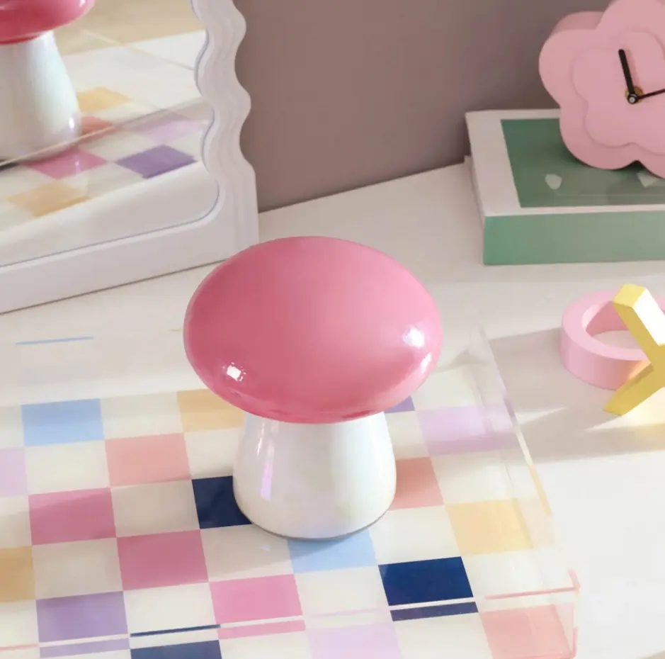 Iridescent Pink Mushroom Candle 6.7 x 5.9 in