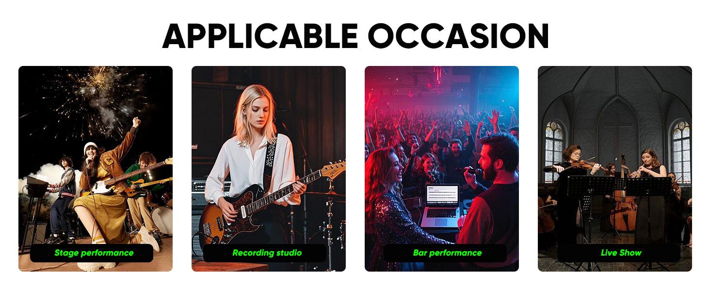 Professional IEM Wireless In Ear Monitor System 4 Pack - 100CH UHF Metal Rackmount Transmitter, 262ft Range, Stereo Mono Switch, for Live Band Church Stage Performance