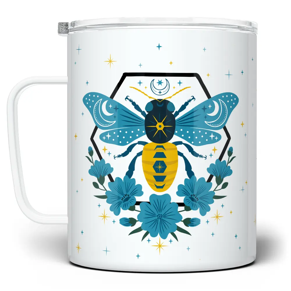 LOFTIPOP Celestial Bee Coffee Mug, Spring Nature Floral Moon Stars Cup, Designed and Printed in the USA by Loftipop