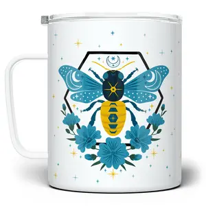 LOFTIPOP Celestial Bee Coffee Mug, Spring Nature Floral Moon Stars Cup, Designed and Printed in the USA by Loftipop