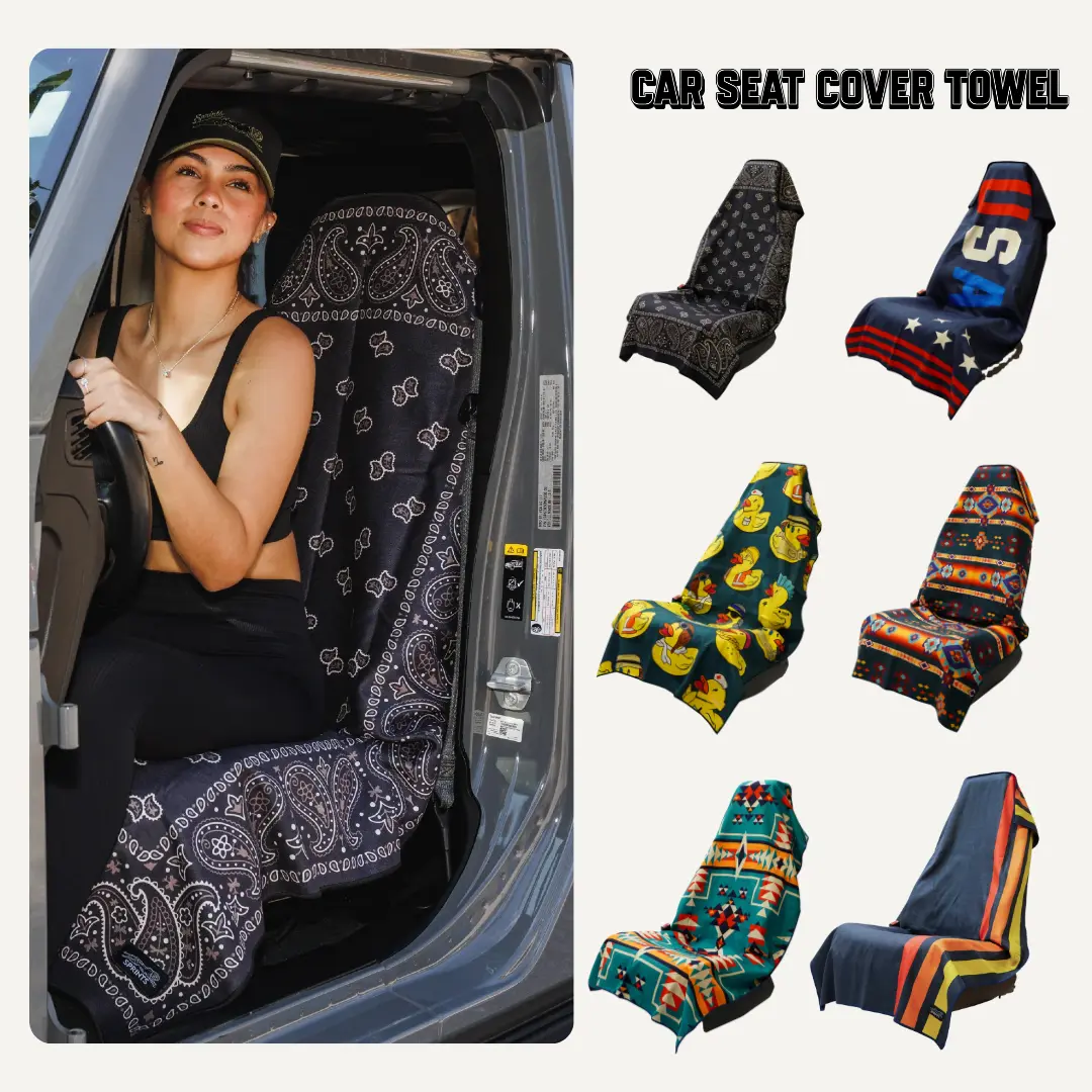 Car Seat Cover Towel – Washable Absorbent Vehicle Seat Towel, Multiple Pattern Designs for Travel & Daily Use