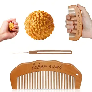 3pcs/set Birth Comb Acupressure Massage Balls, Wooden Labor Comb for Natural Delivery, Essential Maternity Gift for Expectant Moms