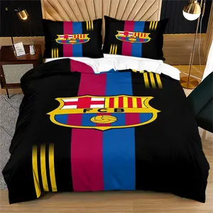 Barcelona Football Club Emblem Themed Duvet Cover Set, Bed Sets, Bedroom Bedding Set, Suitable for Bedroom Decoration, Gift for Football Fans, Including 1 Duvet Cover & 1 or 2 Pillowcases, Excluding Quilt & Pillow Inserts