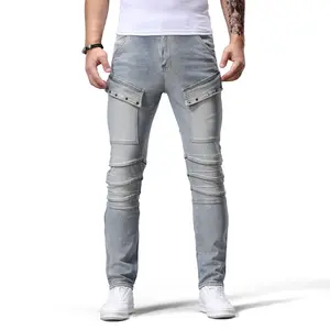 Men's regular jeans+casual straight leg pants+|+Comfortable and versatile+Classic blue washed+|+Durable denim fabric+Pocket decoration+|+Four season versatile streetwear+Suitable for both work and leisure