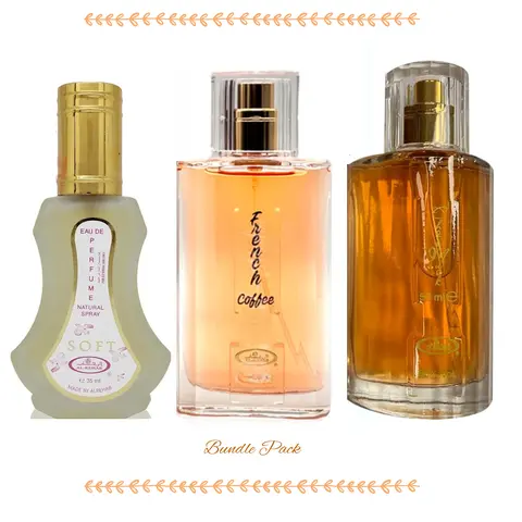 Al-Rehab Unisex Fragrance Gift Set - 3x50ML Liquid Perfume Minis (Choco Musk, Soft, French Coffee) - Sweet Vanilla Perfume, Coffee Vibes, Everyday Wear Unique Scents