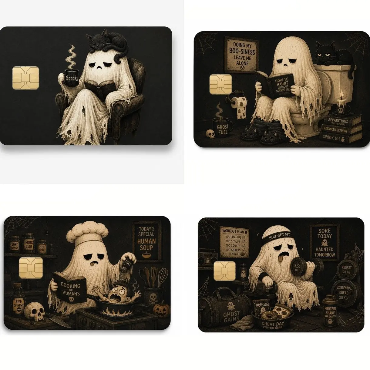 Funny Halloween Ghost Skin Card | Cute Spooky ATM Card Sticker Collection | Aesthetic Bank Card Covers | Horror Humor