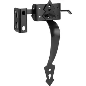 Thumb Gate Latch for Wooden Fence, Self Closing Gate Fence Latch with Decorative Handle, Heavy Duty Door Latch Gate Lock Hardware Kit for Outdoor Garden, Pool, Metal Gate, Vinyl Fence, Black Finish