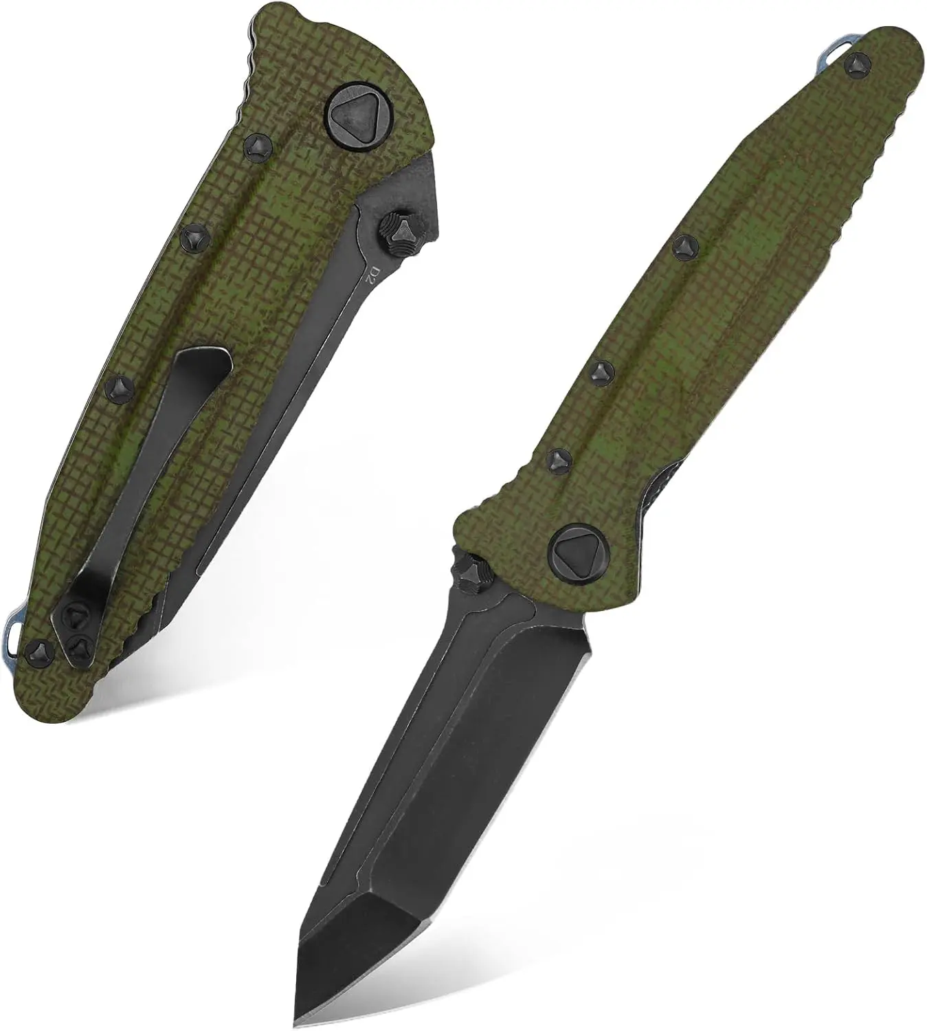 Eafengrow EF55 Folding Pocket Knife D2 High Carbon Steel Blade G10 Handle Ball Bearing Flipper Liner Lock EDC Daily Utility Knife with Pocket Clip & Adjustment Tool