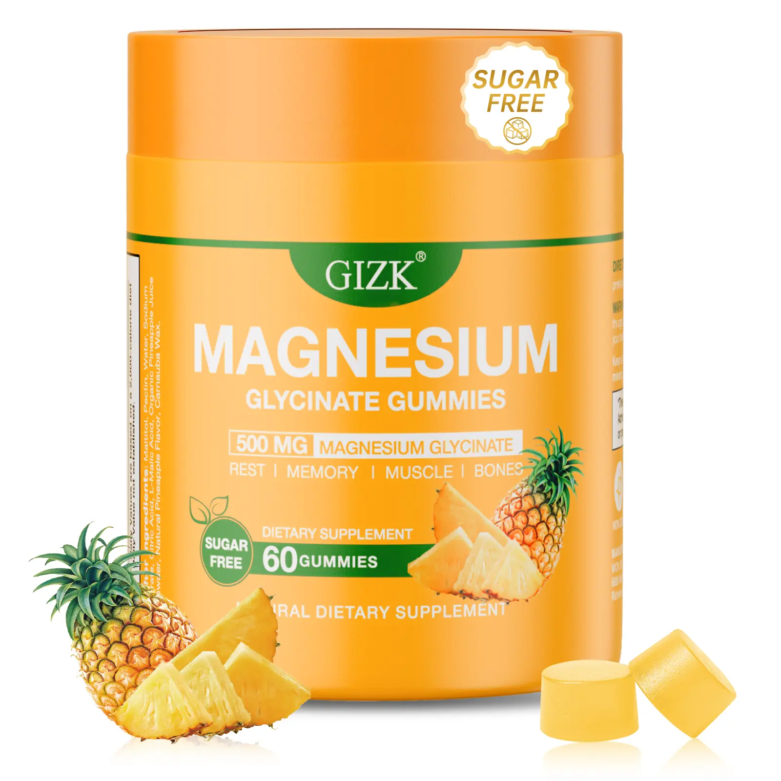 Magnesium Glycinate Gummies 500mg - Sugar-Free, Vegan, No Melatonin, Raspberry Flavor, 60 Count - for Adults & Kids 4+, Sleep Support, Muscle & Nerve Health nighttime