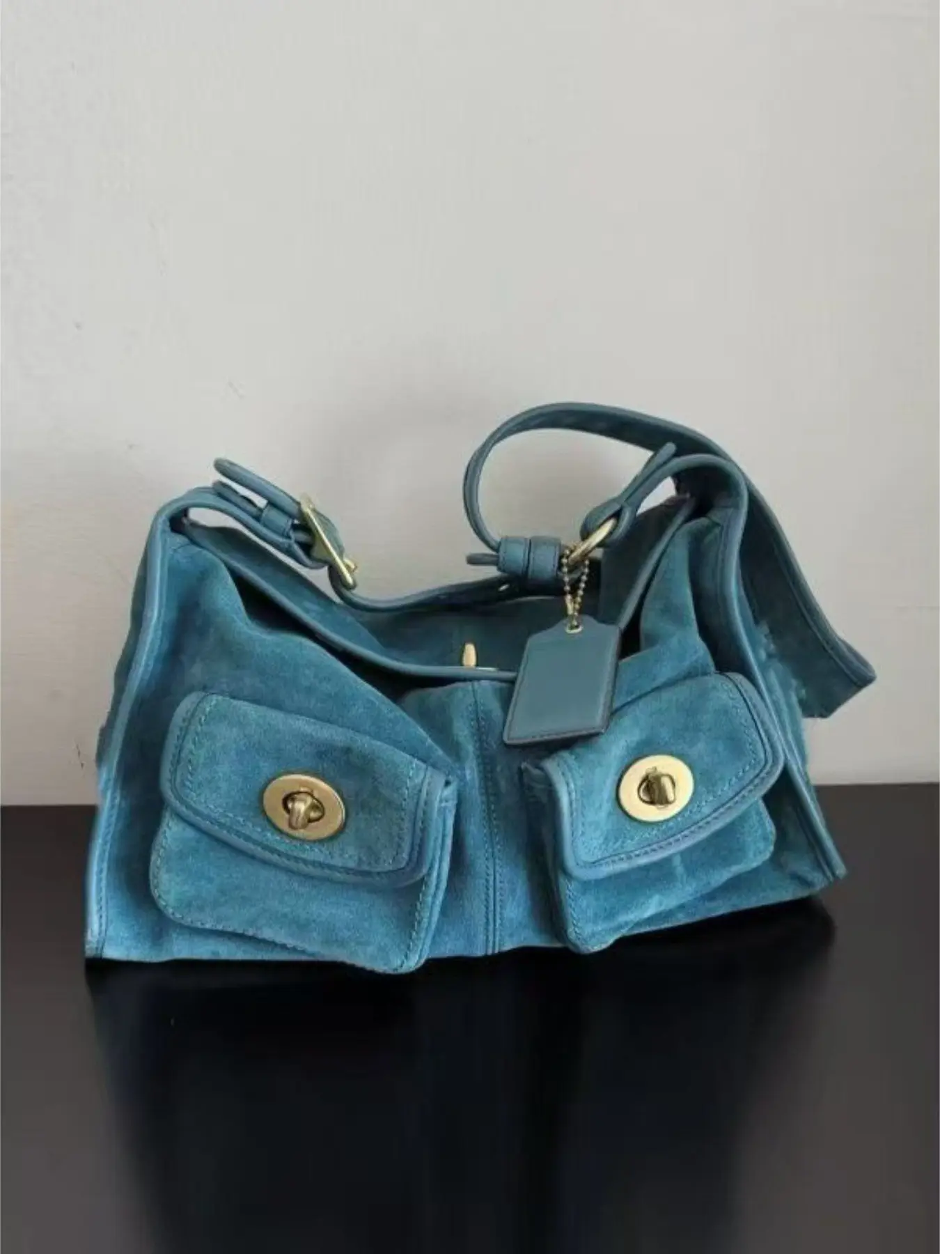 Retro Chocolate Color Suede Tote Bag for Women, Y2K Work Style 