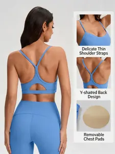 Wireless women’s sports bra — brushed texture, cutout design for a beautiful back; push-up support and shock absorption; suitable for running, fitness, yoga, and everyday wear