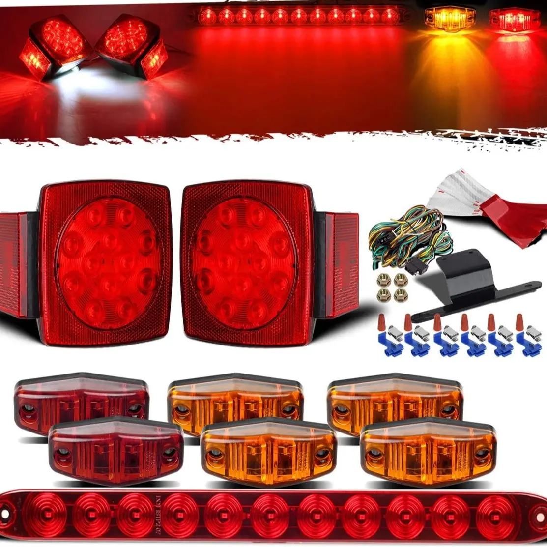 2pcs taillights + 6pcs maker lights +15inch ID Bar