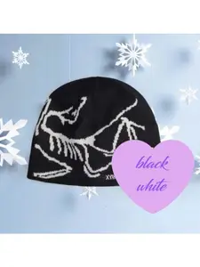 Arc'teryx Black Bird Head Toque Beanie, Warm Wool Knit Ski Hiking Winter Hat