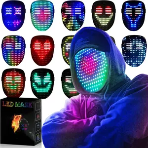 Led Mask with Gesture Sensing Light up Transforming Face Mask Cool Digital Glow Mask Perfect Gifts for Halloween Christmas Rave Dj Party Birthday