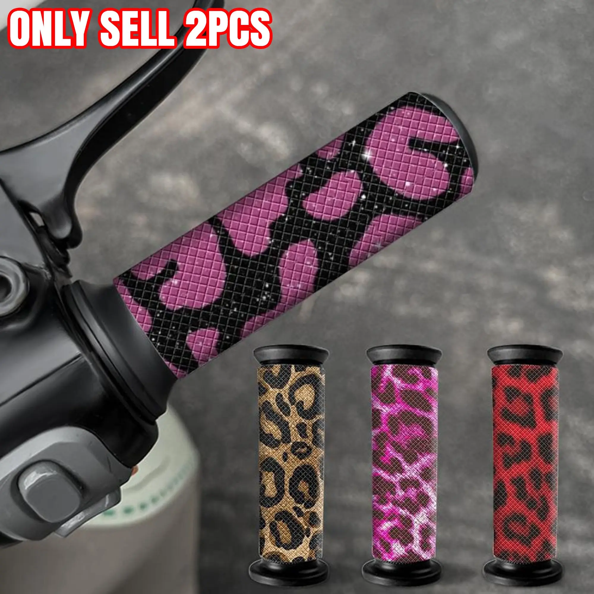 Leopard Print Motorcycle Grip Sticker, Waterproof Anti-slip Decal, Self-adhesive Grip Decal for E-bike/ Bicycle Modification Decoration, Motorcycle Stickers, Adhesive Decals