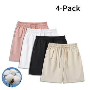 4-Pack Cotton Linen Shorts | Perfect for Beach, Travel & Lounging All Summer