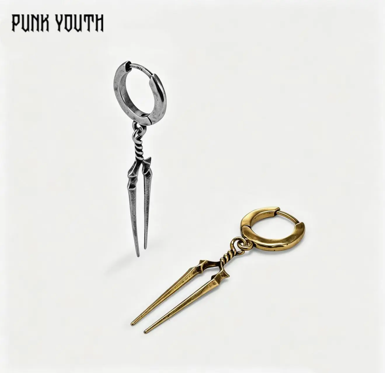 925 sterling silver post LONGINUS TWIN SPEAR EARRINGS