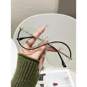 Anti-blue Light Round Frame Eyeglasses for Women & Men, High Quality Eyeglasses, Trendy Casual Eyeglasses, Fashion Stylish Trendy Eyewear for Work, Daily Clothing Decor, Perfect Accessories for Student Daily Use, Stylish Eyeglass