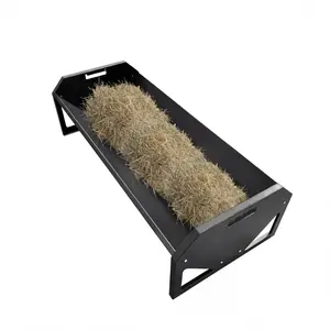 22 Gallon Capacity Livestock Feeder, 45" Hay Feeder for 10 Sheep Once, Heavy Duty Steel Livestock Feeding Trough for Horse, Goat, Sheep, Cattle, Cow, Alpaca, Black
