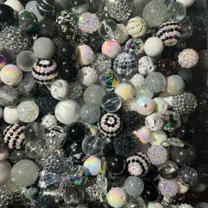 Black Tie Silver - Premium Assorted Acrylic Bead Mix for Beaded Pens