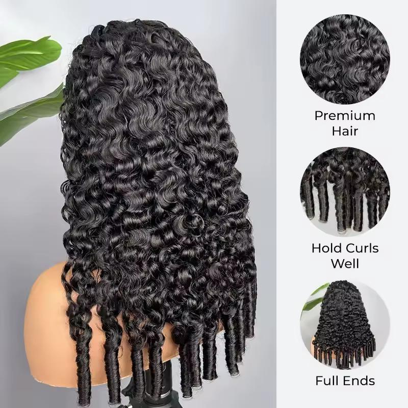Half Wig Human Hair Burmese Curly Glueless Wig Human Hair Ready to Wear Kinky Curly 3 IN 1 Half Wig With Drawstring 180% Curly Half Wig Half Wig Human Hair Burmese Curly Glueless Wig Human Hair Ready to Wear Kinky Curly 3 IN 1 Half Wig With Drawstring 180% Curly Half Wig