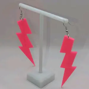 Neon Pink lightning bolt earrings