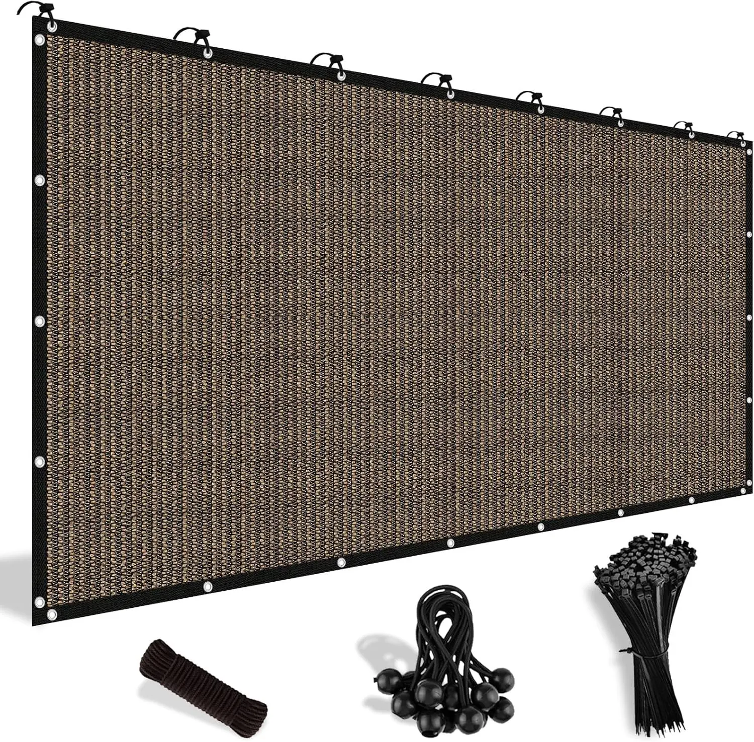 Shade&Beyond 90% Sun Shade Cloth with Grommets, 8' X 12' Pergola Shade Cover Canopy, Mesh Tarp Sun Screens for Patio, Outdoor, Garden, Backyard, Mocha