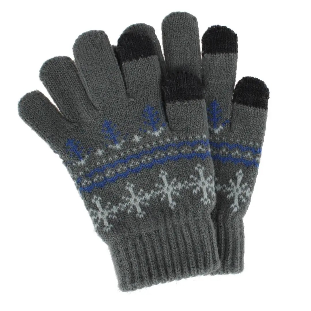Grand Sierra Girl's One Size Snowflake Pattern Touchscreen Gloves, Winter Gloves