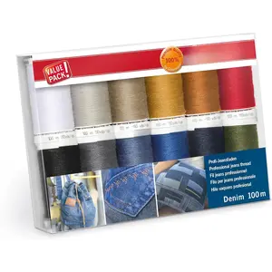 Thread Set: Denim: 12 x 100m: Assorted Shades