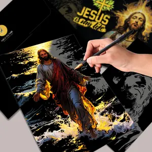 A3 Size Jesus Colorful Scratch Art, Creative Graffiti Scratch Art, Coloring Book, DIY Scratch Art, Fun and Educational Activity