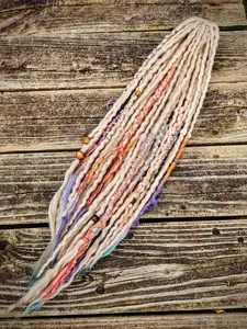 Platinum Half Set Wool Dreadlocks with Sunset Accents