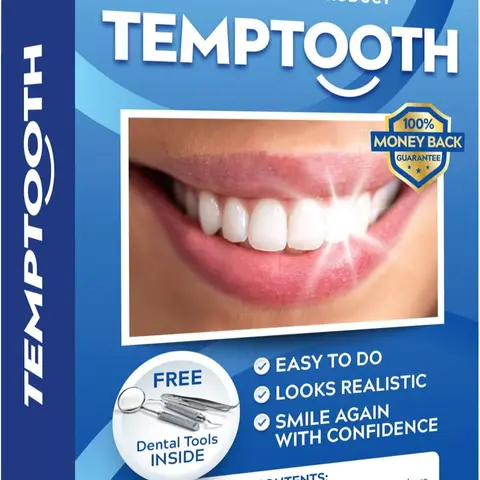 Temptooth - Do-It-Yourself Temporary Tooth Replacement Kit with Free Dental Tools - Safe, Non-Toxic Material - Single Kit