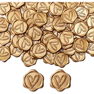 Heart Wax Seal Stickers 50 Pack Antique Gold Self Adhesive Envelope Seal Stickers for Wedding Party Birthday Christmas