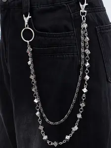 Vintage Punk Style Waist Chain Accessory, Durable Metal Structure, Casual Streetwear Wallet Chain, Dice Gothic Design, Vintage Body Jewelry