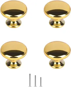 Drawer Knobs Polished Chrome Cabinet Hardware Round Mushroom  Cabinet Knob Pull Handle 30mm/1.18" for Kitchen Cupboard Furniture Chest Door Dresser Bathroom (4pack)