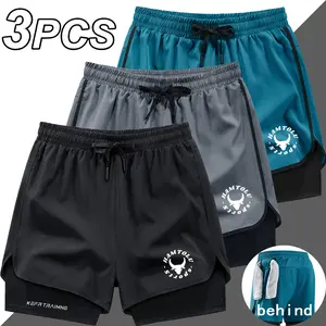 Men's 2 in 1 Quick Dry Running Shorts Athletic Workout Shorts with Anti-Chafe Liner for Gym Training Swimming