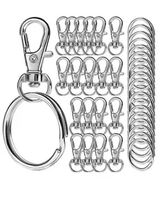 Keychain Making Supplies Kit, Including Zinc Alloy Lobster Clasp, Spring Keychain, Rotating Buckle, Hanging Rope, Snap Buckle, Keyring, Hardware, Luggage Accessories