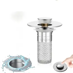 Stainless Steel Bathroom Universal Sink Stopper, 1/2 Counts Anti-odor Basin Bouncing Core, Pop Up Bathroom Sink Plug, Sink Drain Stopper for Bathroom Bathtub, Bathroom Accessory