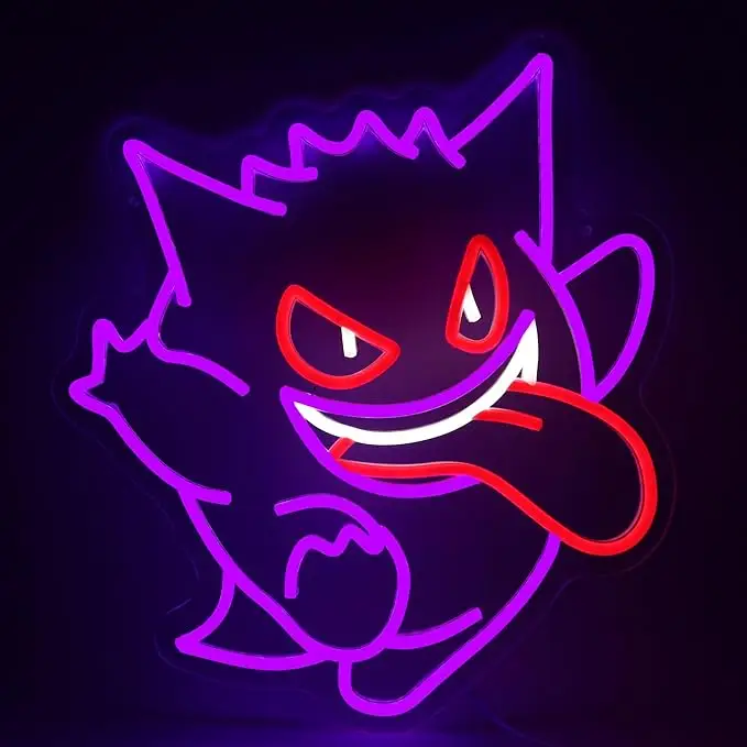 Gengar Ghost Led Neon Sign USB Powered for Kids Room Decor,Gamer Neon Sign Dimmable LED Neon Light Sign for Playroom Light Man Cave Game Room Bar Rest