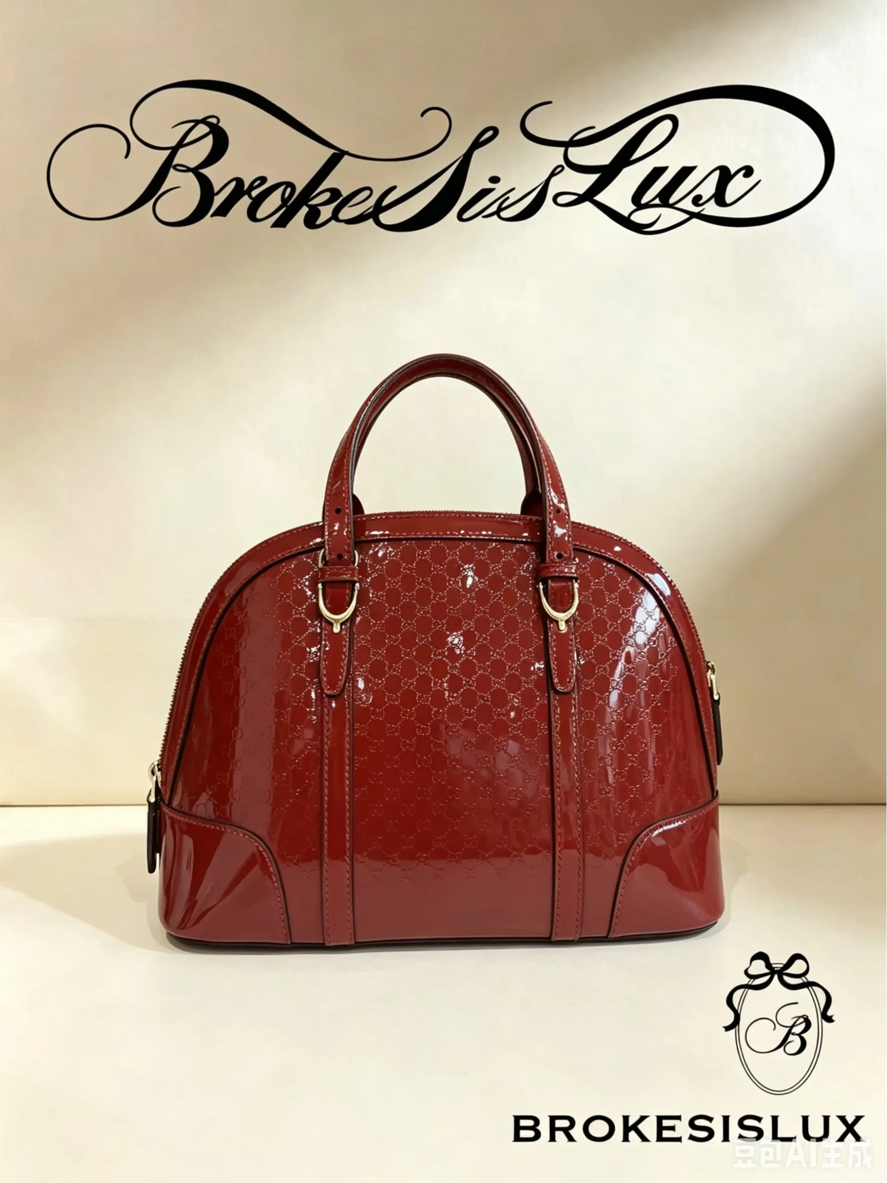 Pre-owned GUCCI Dome Satchel Bag in Red Microguccissima Patent Leather, Gold tone Hardware, Top Handles