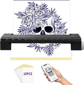 Tattoo Stencil Printer, Bluetooth Thermal Tattoo Printer Machine, D80 Portable Stencil Printers for Tattooing with 10pcs Transfer Paper, Compatible with iOS, Android and PC (Black)