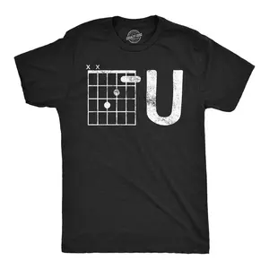 Mens Funny T Shirts F U Guitar Chord Sarcastic Music Joke Graphic Tee for Men Mens Funny T Shirts Cool Vintage Fashion T-Shirt Gift Classic Menswear Sarcastic Apparel for Men Funny Music Short Sleeve Novelty Black - F