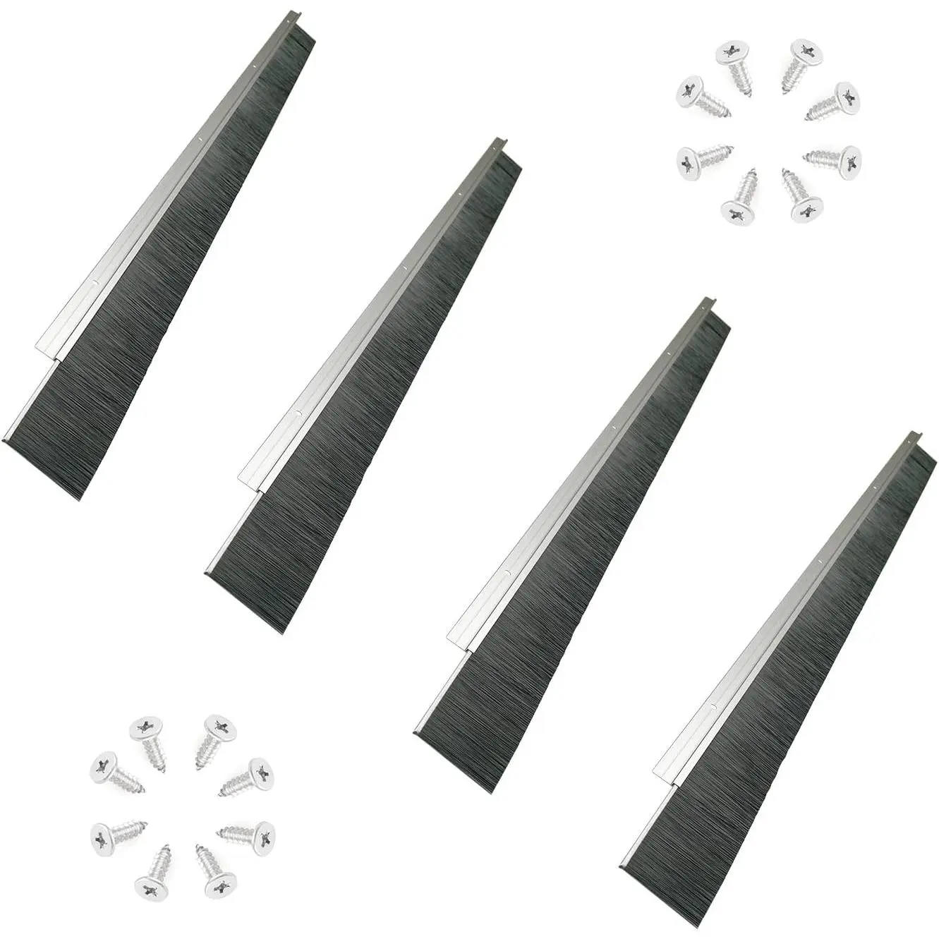4 Sets x 39.37 Inches 2.5+0.91 Inches Door Brush Sweeps Seal Garage Door Seals Garage Roll Up Door Brush Sweep Durable Easy Mounting for Exterior Doors (4 Sets, 2.5 Inches)