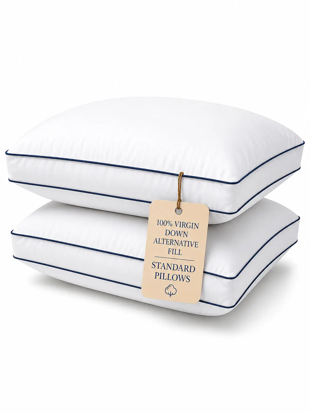 LANE LINEN 2-Pack Standard Sleeping Pillows - Hotel Luxury Memory Foam with Memory Foam Cushioning, Poly Modal Fabric Cover, Gusseted Firm Contoured, Neck Support for Side Sleepers, Queen-Compatible Bedroom Accessory