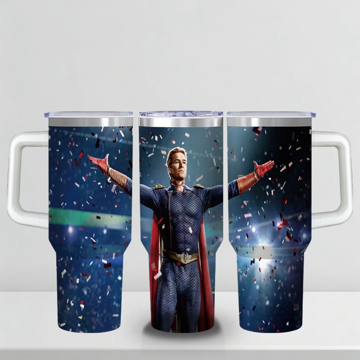 30 oz The Boys "The Seven" Series Insulated Tumbler, Ultimate Anti-Hero Travel Mug with Superhero Graphic, Comfort Handle & Straw, Perfect Gift for Sci-Fi Series Fans, Season 5 Celebration Edition