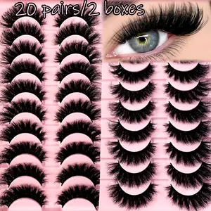 20Pairs/2boxes 8D Fluffy Eyelashes,full  volume  lashes Natural Volume And Soft False Eyelashes,Comfortable To Wear Faux Mink Lashes,Reusable For Used Daily Makeup Extension