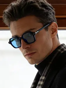 Men's Square Frame High Quality Sunglasses, Lightweight Comfortable Fit, Soft Colored Lenses, Casual Portable for Outdoor Beach Vacation