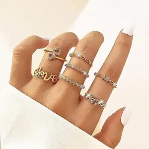 Virelyn Gold Stackable Rings for Women Teen Girl Gifts Trendy Stuff Simple Star Moon Heart Knuckle Ring Set Boho Cute Stuff Gold Ring Pack Jewelry Daughter Birthday Gifts Easter Basket Stuffers