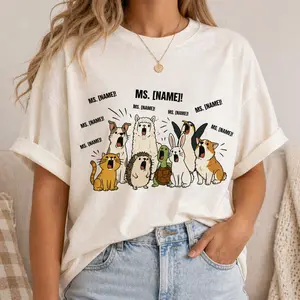 Comfort Colors® Custom Teacher Name Shirt, Funny Classroom Animals Tee, Personalized Ms Name Shirt, Cute Teacher Gift, Back to School Tee